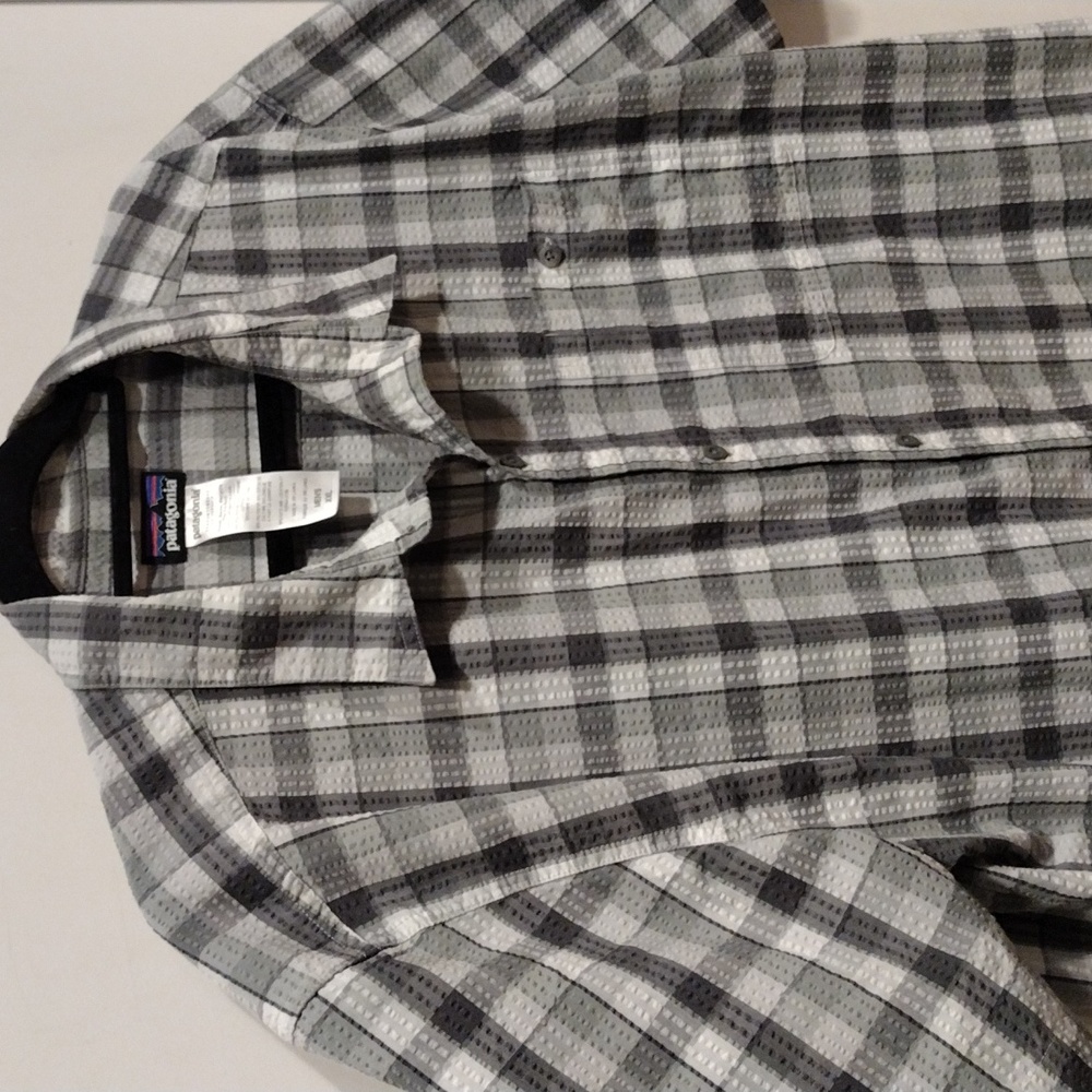 Patagonia Men's Gray Plaid Puckerwear Seersucker Textured Shirt Sz XXL-Gorpcore - Picture 3 of 7